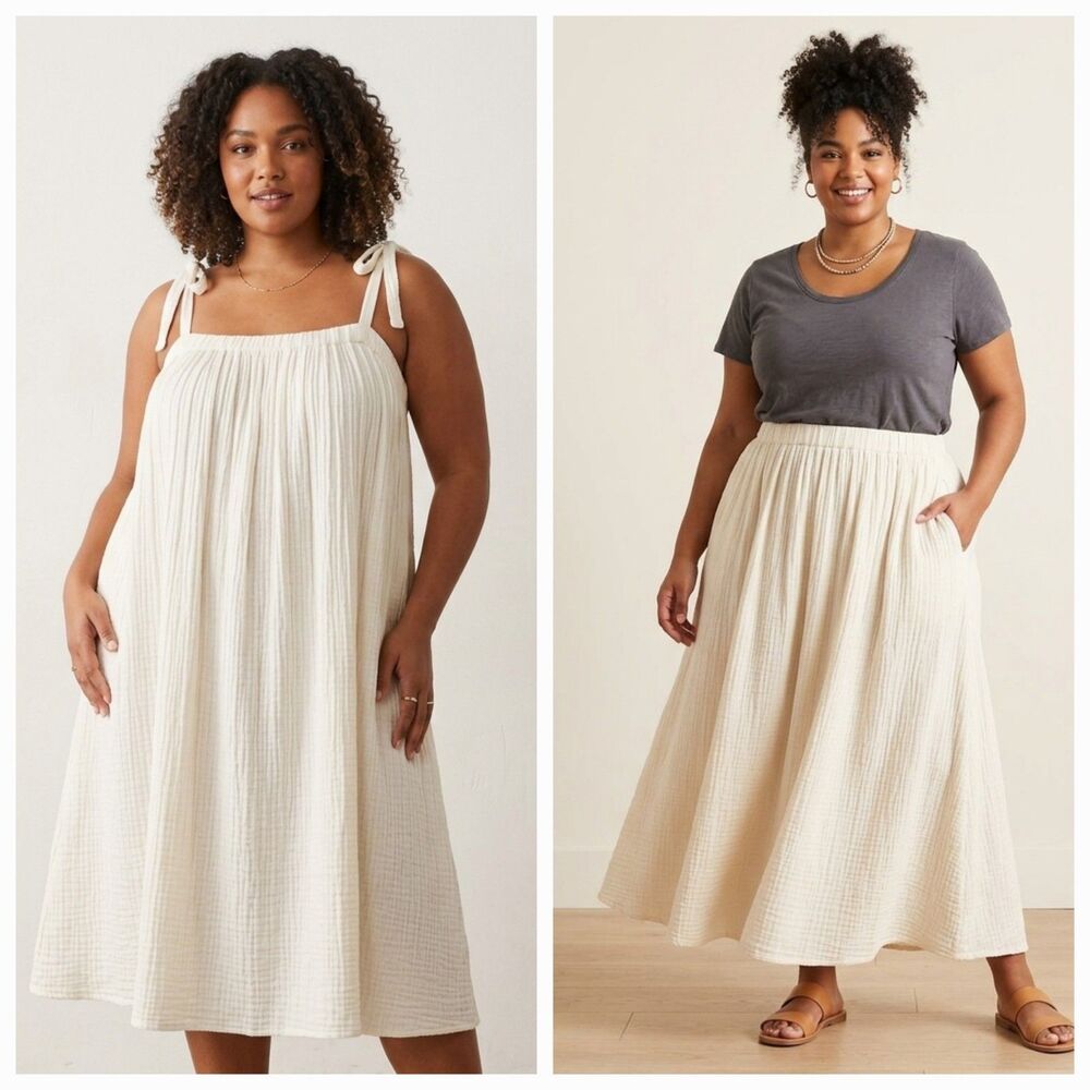 World Market Khadi Collection Textured Ruffle Convertible Skirt Dress Ivory OSFM